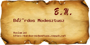 Bárdos Modesztusz névjegykártya